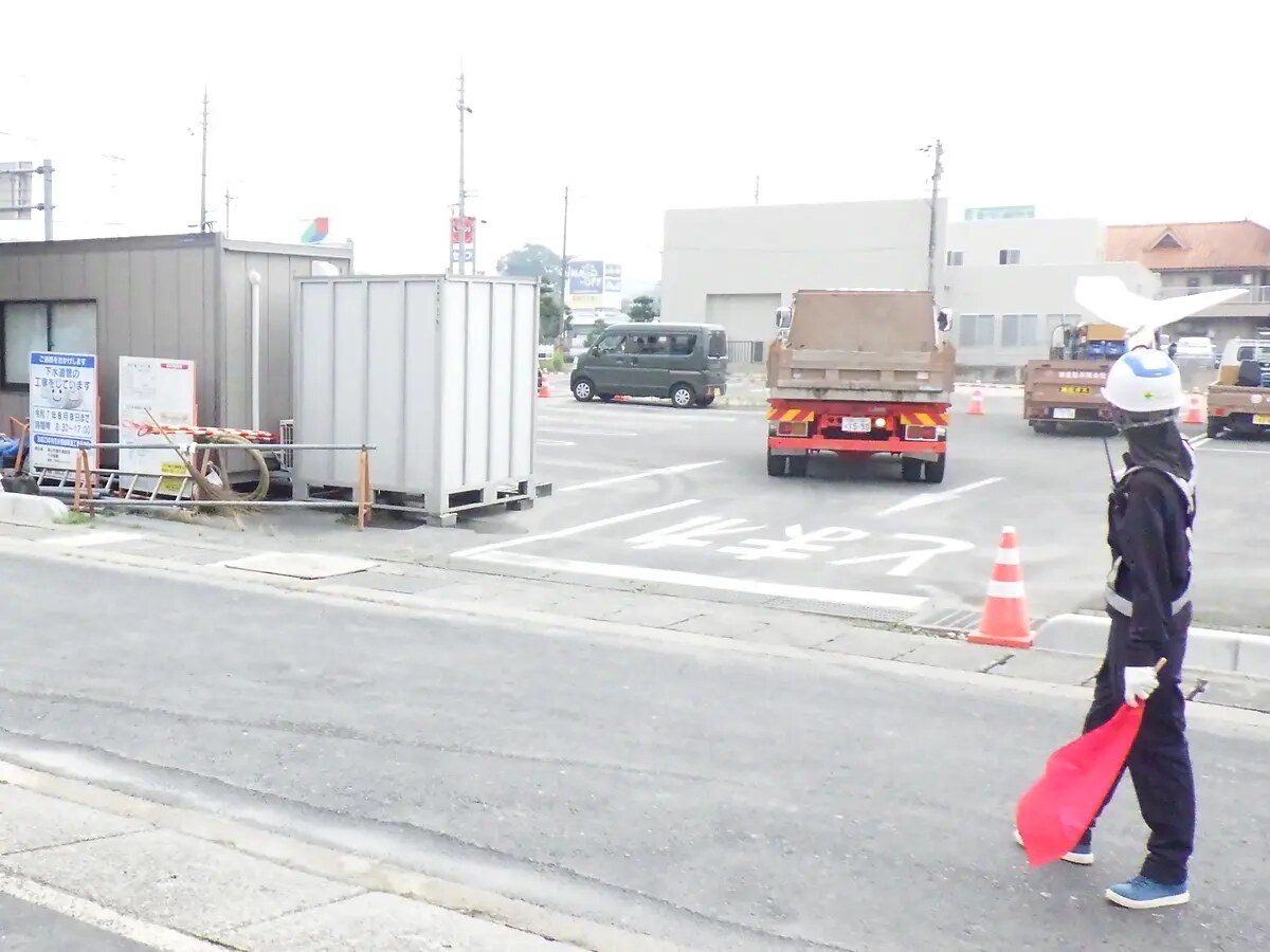道路工事現場での交通誘導警備